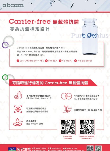 Carrier Free PBS only 抗體 - Carrier free, PBS only, BSA free, conjugation,螢光,抗體